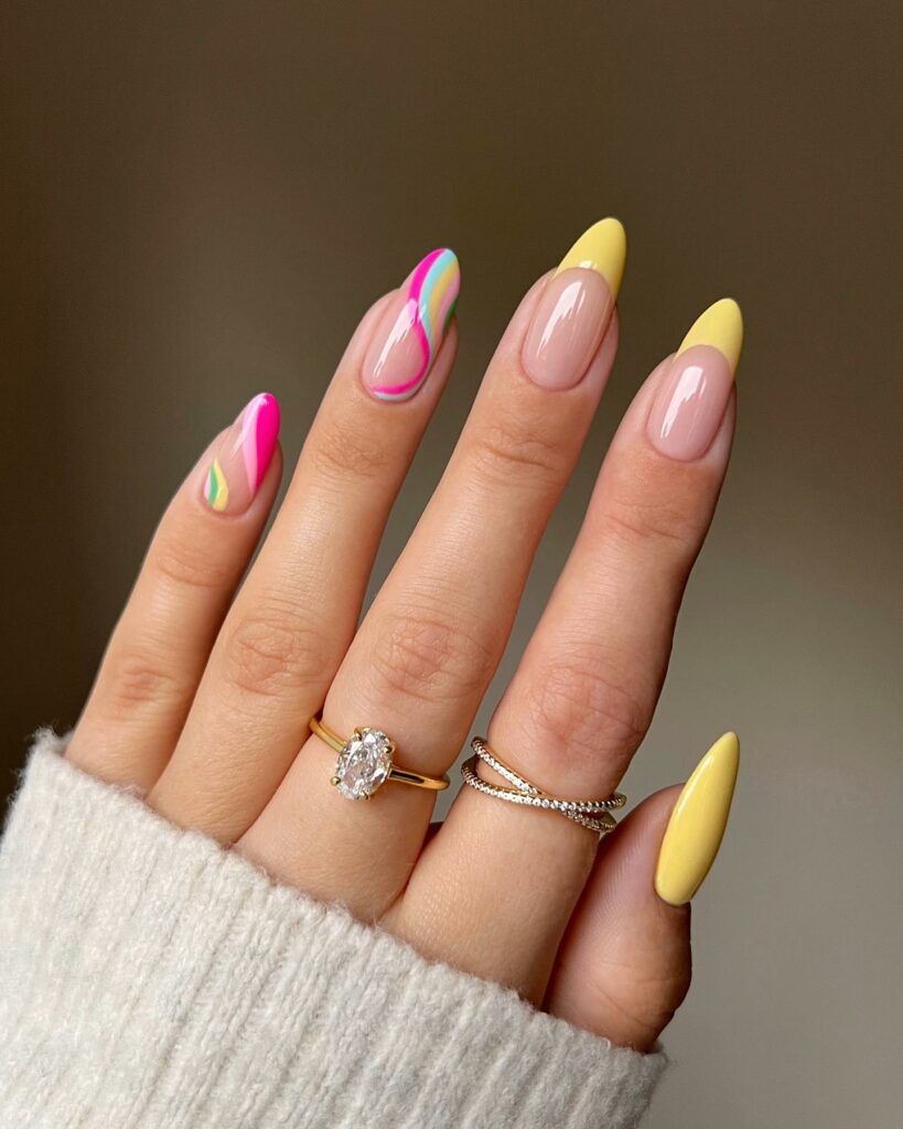 27+ Summer Pink and Yellow Nails You Will Adore - Nail Designs Daily
