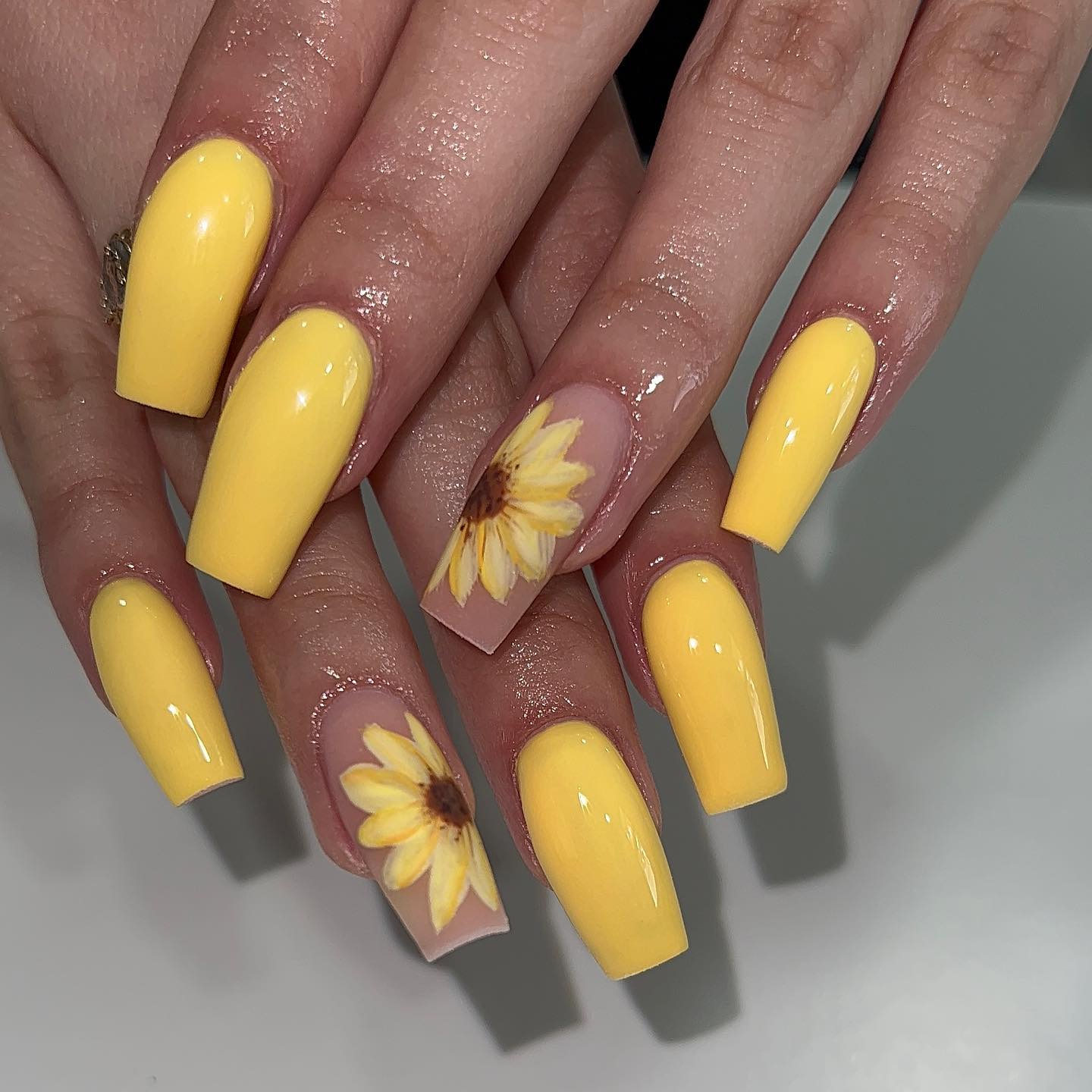 30+ Coffin Sunflower Nails Perfect for the Summer 2024 - Nail Designs Daily