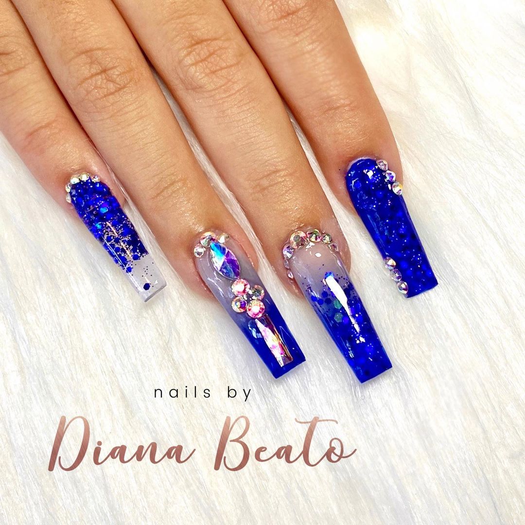 30+ Bold Blue and Silver French Tip Nails to Make a Statement - Nail ...